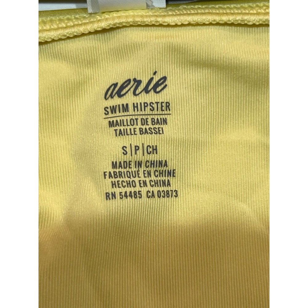 NWT AERIE Bikini Hipster 2 Piece Bikini Swimsuit SMALL Yellow Ruffle Padded - Picture 6 of 6